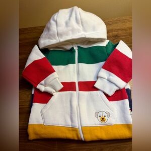 HBC Stripes 12-18 months hooded fleece romper